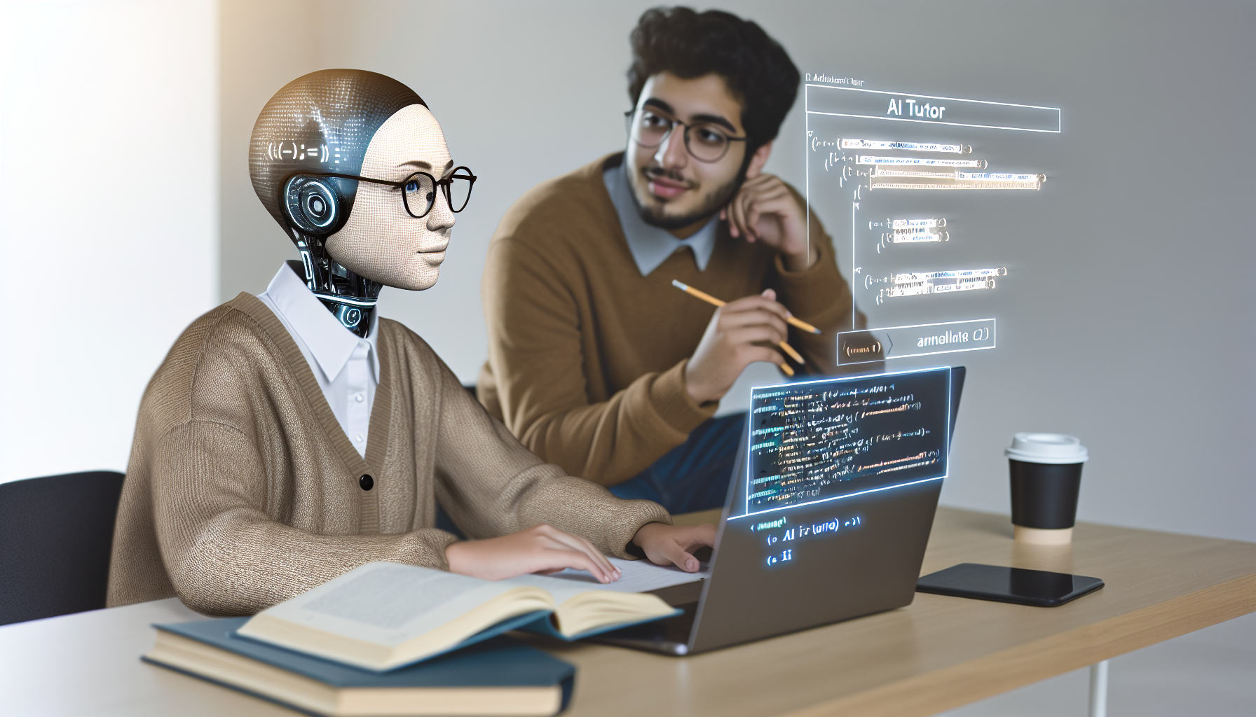 AIチューターが学習者を支援するオンライン教育のシーン