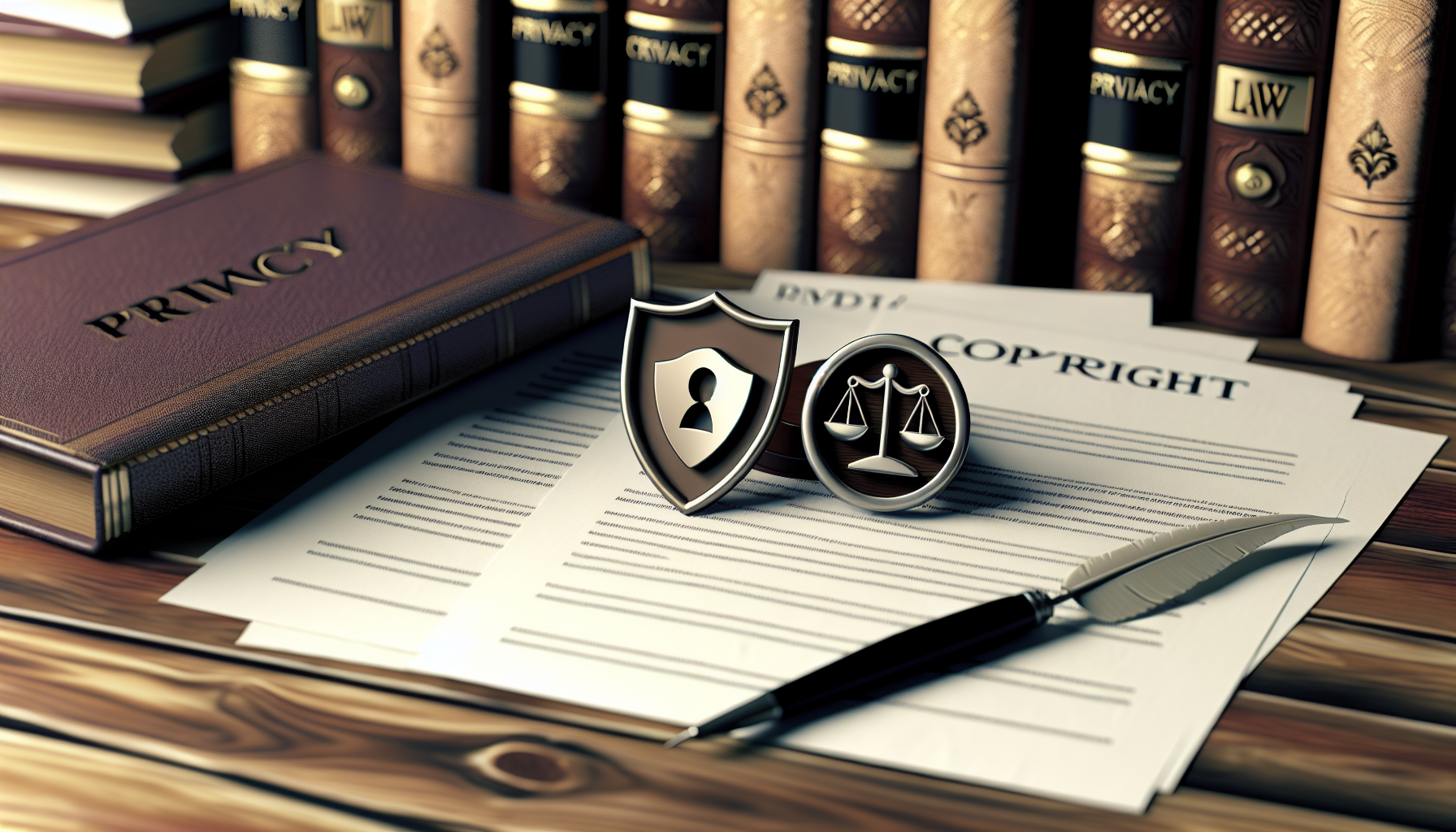 プライバシー・著作権・セキュリティの象徴と文書